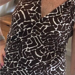 Brown and white crossover top